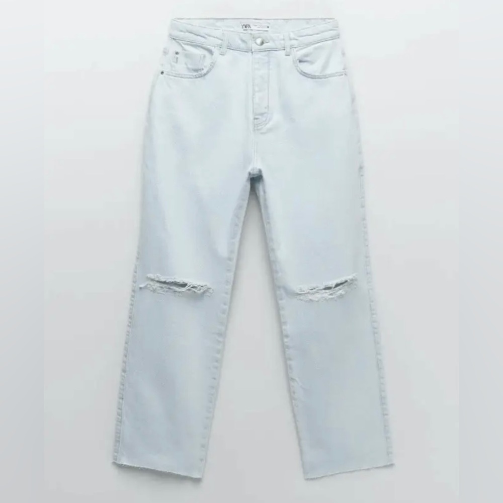 Zara ripped high waist straight leg jeans - Picture 8 of 10
